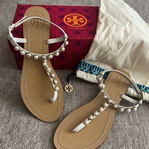 Tory Burch, pearl sandals